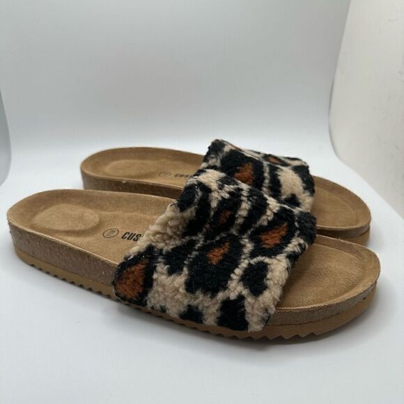 CUSHIONAIRE Women's Cork footbed Slide Sandal with +Comfort 11 LEOPARD - Picture 1 of 8
